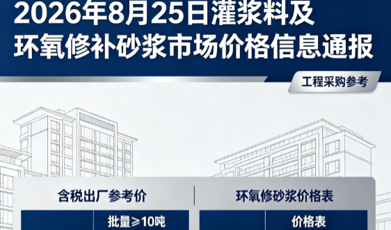 荣县2026年8月25日灌浆料及环氧修补砂浆市场价格信息通报